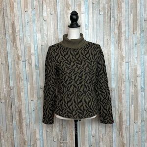 Peruvian Connection M Olive Green 100% Alpaca Knit Turtleneck Sweater Botanical